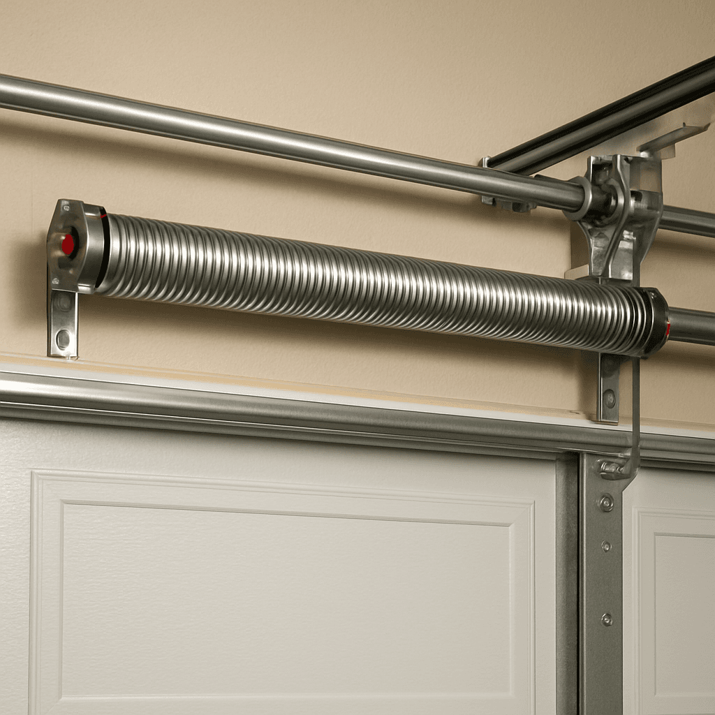 New garage door spring after repair