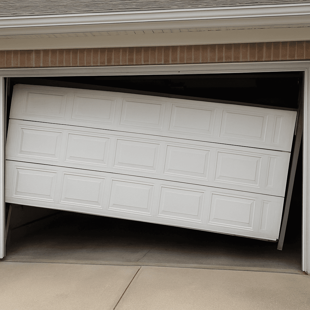 Garage door off track before repair