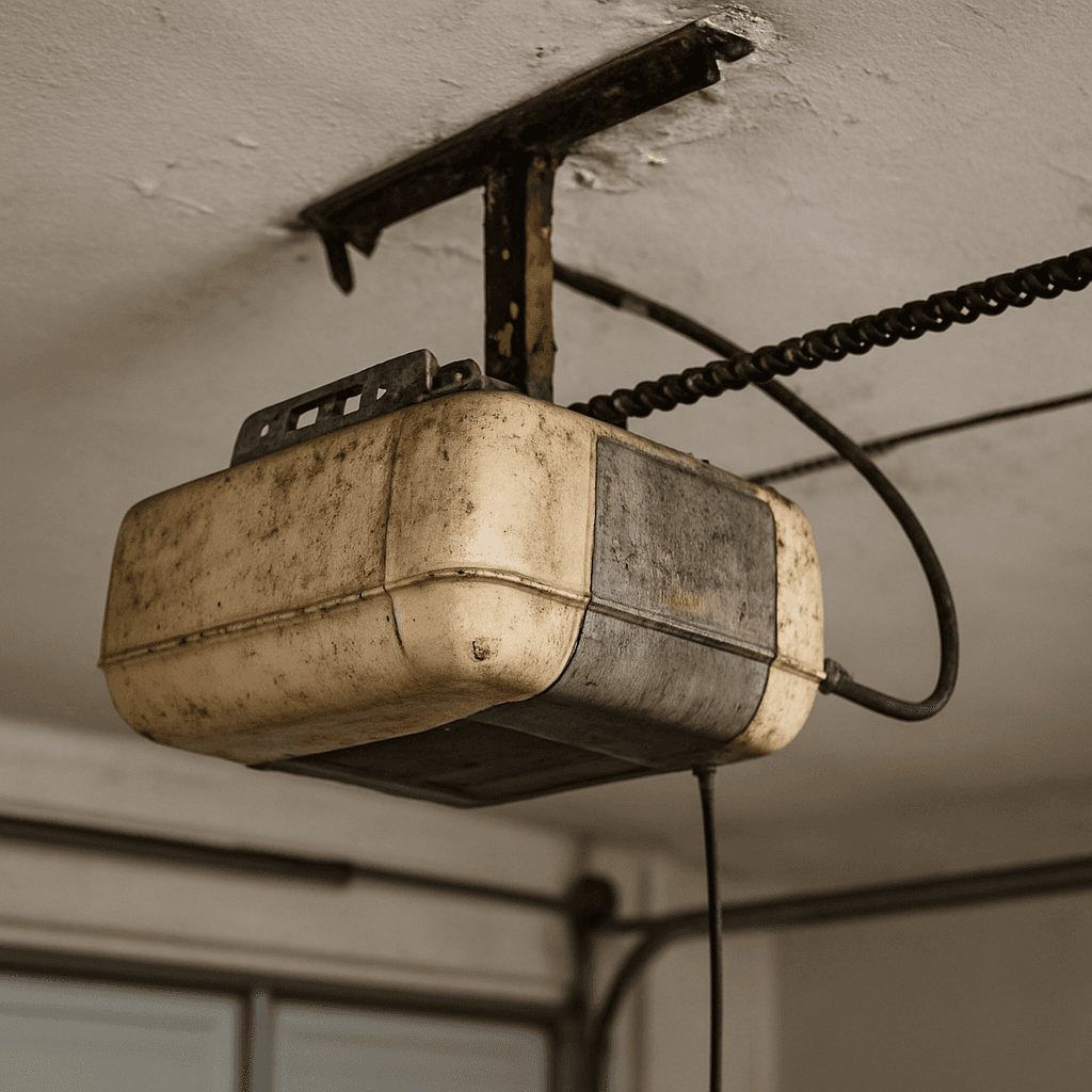 Old garage door opener before replacement
