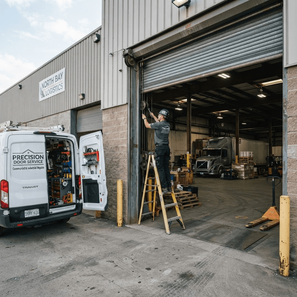 Commercial garage door repair by licensed technician