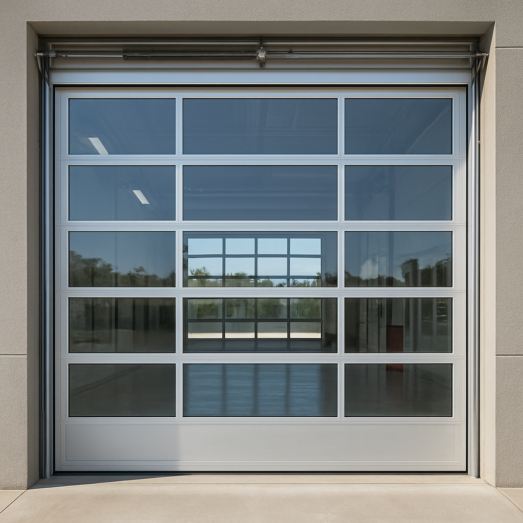 New commercial overhead sectional garage door installed